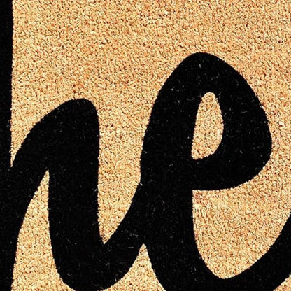20" X 34" Natural And Black Hello Outdoor Coir Door Mat