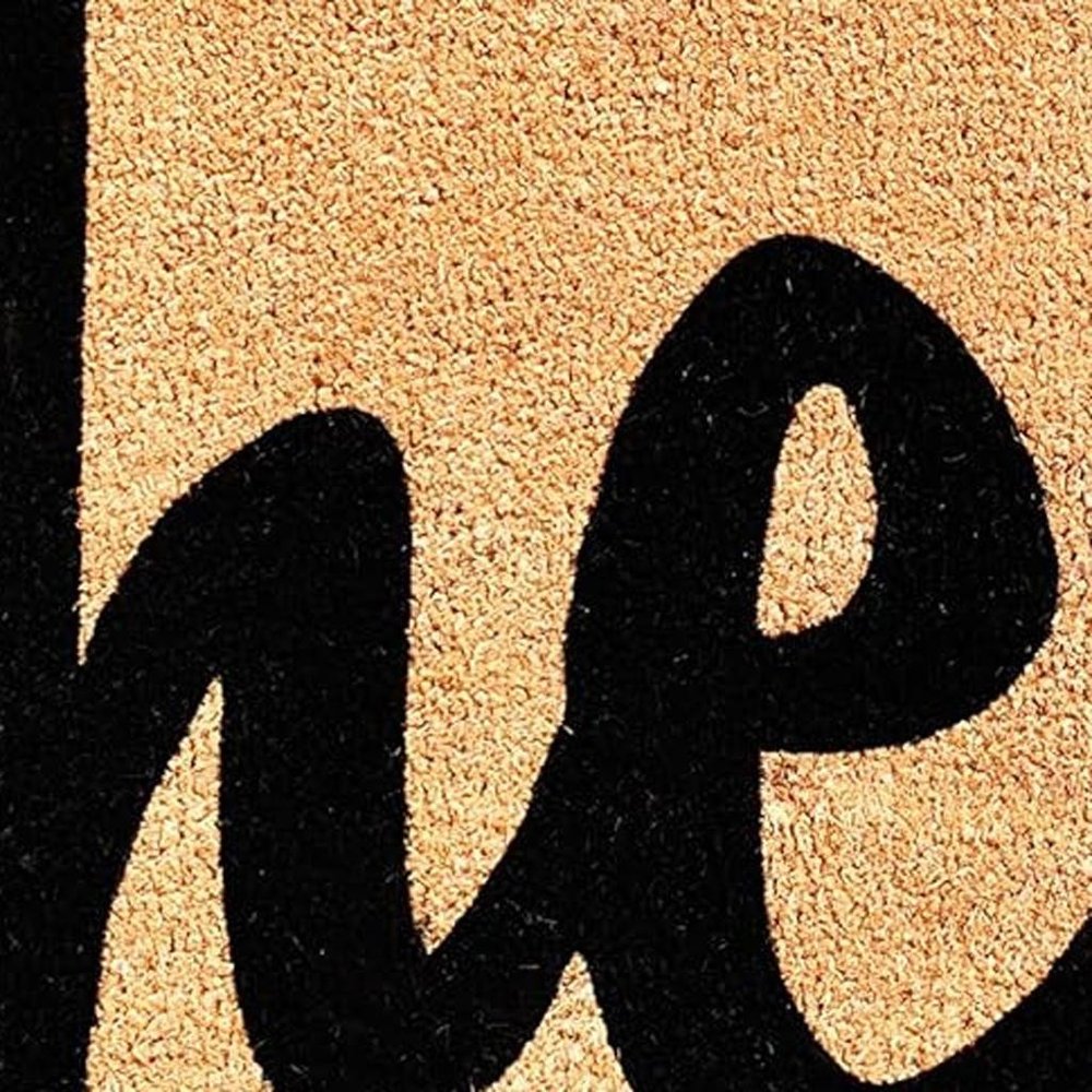 20" X 34" Natural And Black Hello Outdoor Coir Door Mat