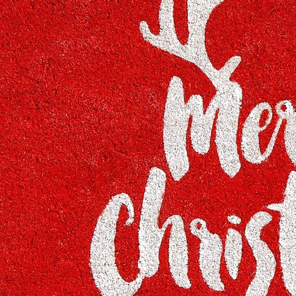 17" X 29" Red And White Coir Reindeer Outdoor Christmas Door Mat HomeRoots