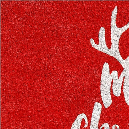 17" X 29" Red And White Coir Reindeer Outdoor Christmas Door Mat HomeRoots