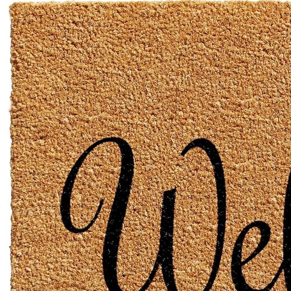 17" X 29" Natural And Black Pineapple Welcome Outdoor Coir Door Mat — view 13