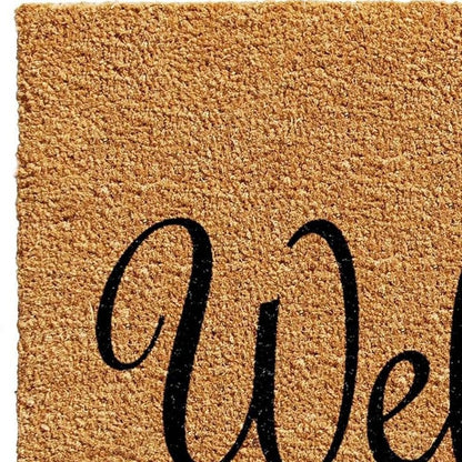 17" X 29" Natural And Black Pineapple Welcome Outdoor Coir Door Mat HomeRoots