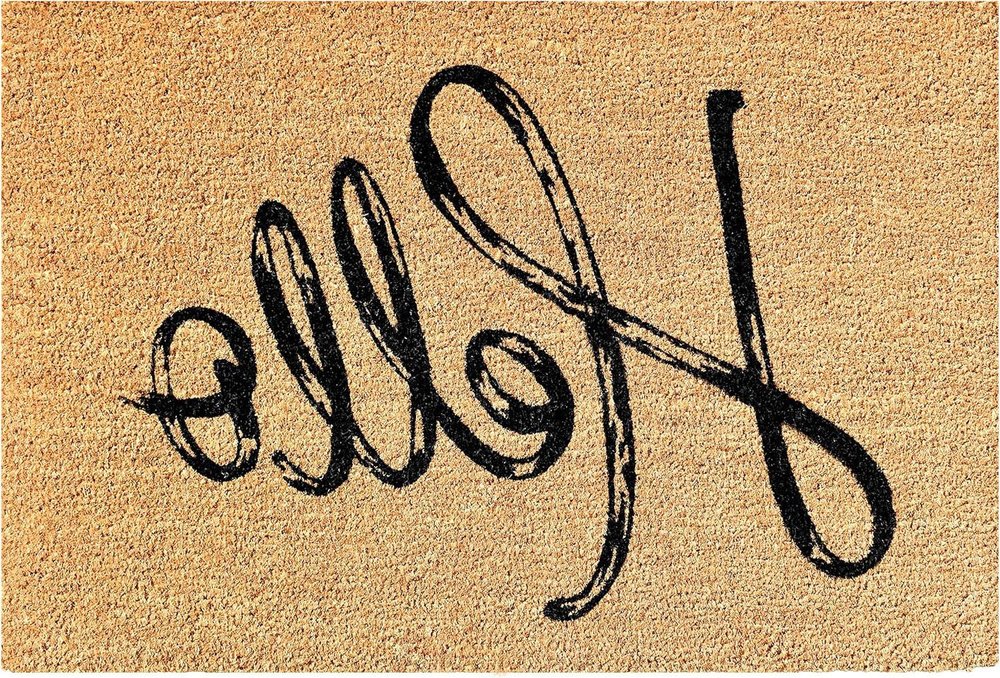 24" X 36" Natural And Black Hello Distressed Outdoor Coir Door Mat — view 6