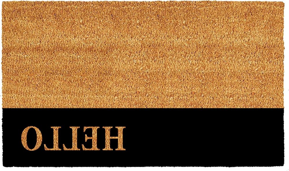 24" X 36" Natural And Black Color Block Hello Outdoor Coir Door Mat — view 5