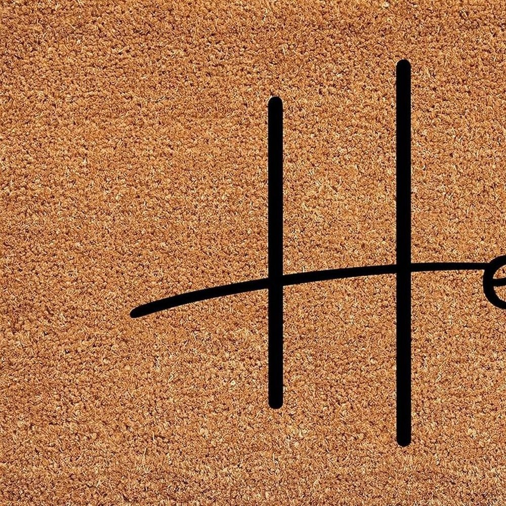 24" X 36" Natural And Black Mod Hello Outdoor Coir Door Mat — view 3