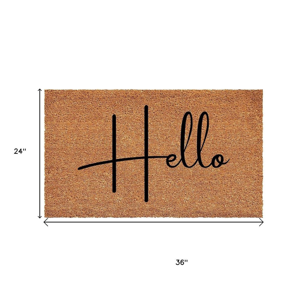 24" X 36" Natural And Black Mod Hello Outdoor Coir Door Mat — view 4