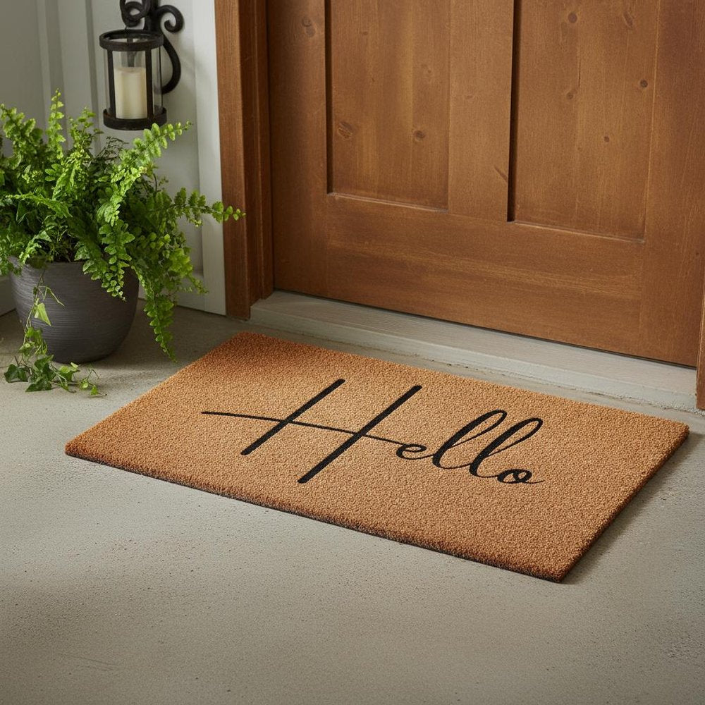 24" X 36" Natural And Black Mod Hello Outdoor Coir Door Mat — view 6