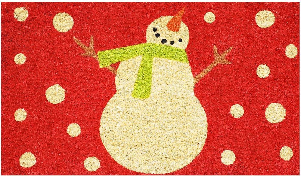 24" X 36" Red And White Coir Snowman Outdoor Christmas Door Mat — view 1