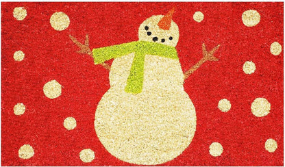 24" X 36" Red And White Coir Snowman Outdoor Christmas Door Mat HomeRoots