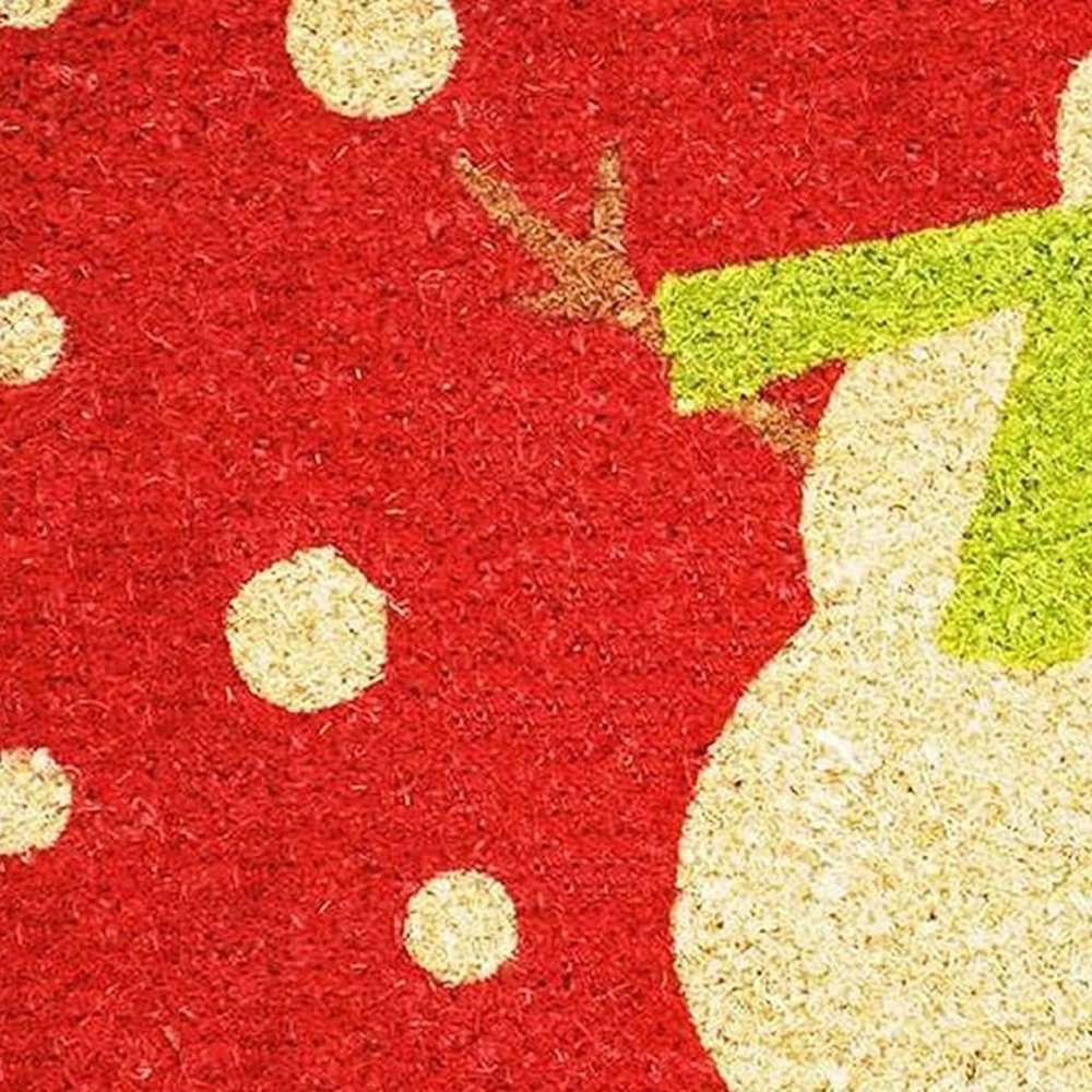 24" X 36" Red And White Coir Snowman Outdoor Christmas Door Mat — view 2