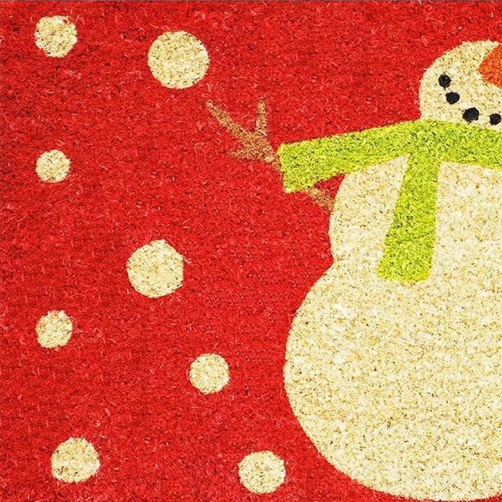 24" X 36" Red And White Coir Snowman Outdoor Christmas Door Mat — view 3
