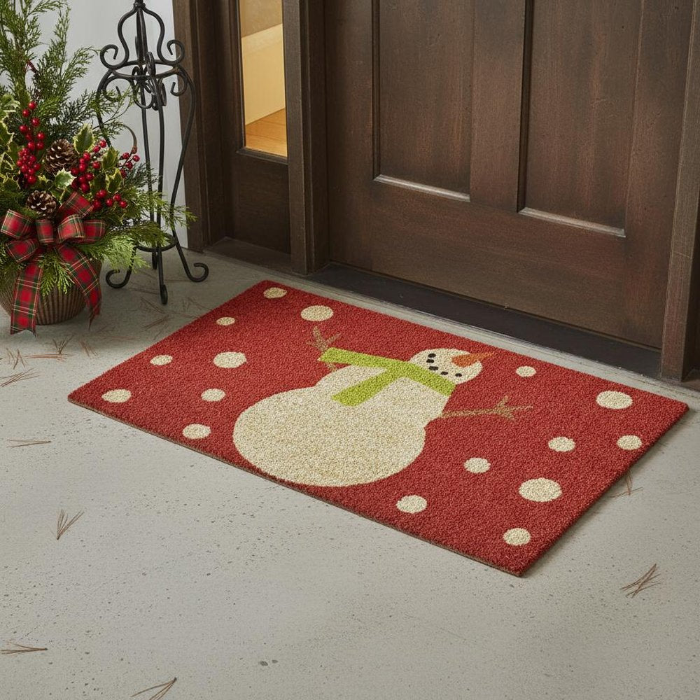 24" X 36" Red And White Coir Snowman Outdoor Christmas Door Mat — view 5