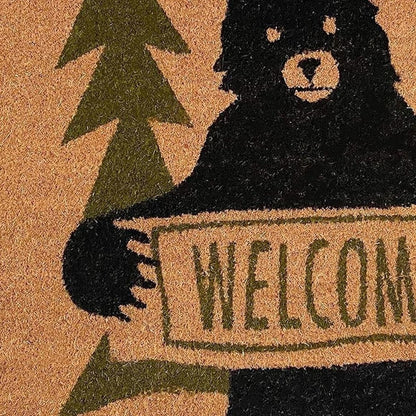 17" X 29" Natural And Black Coir Bear Outdoor Door Mat HomeRoots
