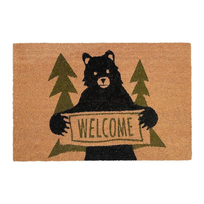 17" X 29" Natural And Black Coir Bear Outdoor Door Mat HomeRoots