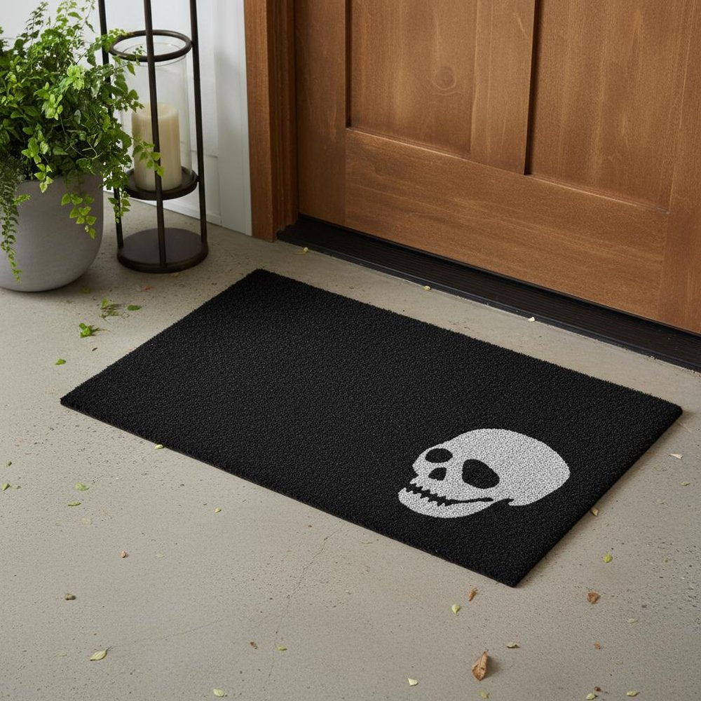 17" X 29" Black and White Coir Skull Outdoor Halloween Door Mat — view 12