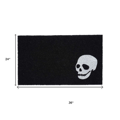 17" X 29" Black and White Coir Skull Outdoor Halloween Door Mat HomeRoots
