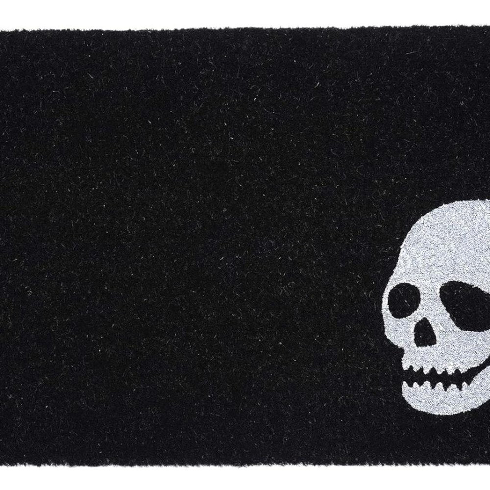 17" X 29" Black and White Coir Skull Outdoor Halloween Door Mat — view 14