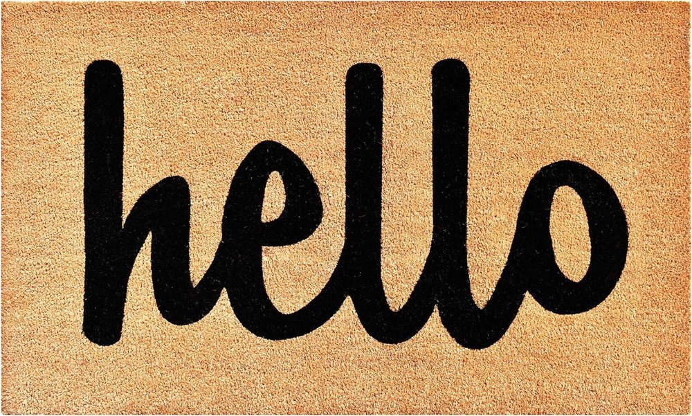 20" X 34" Natural And Black Hello Outdoor Coir Door Mat — view 14