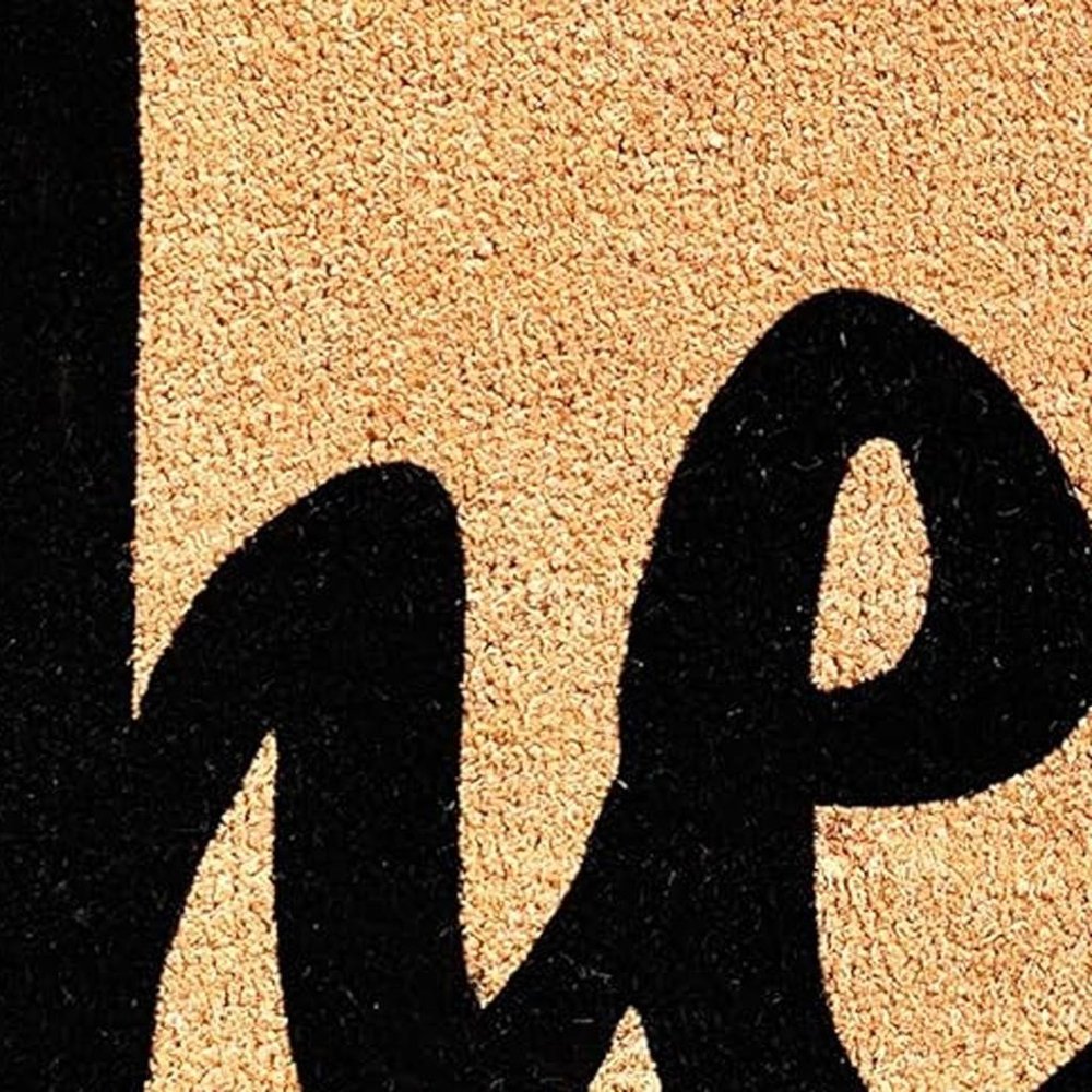 20" X 34" Natural And Black Hello Outdoor Coir Door Mat