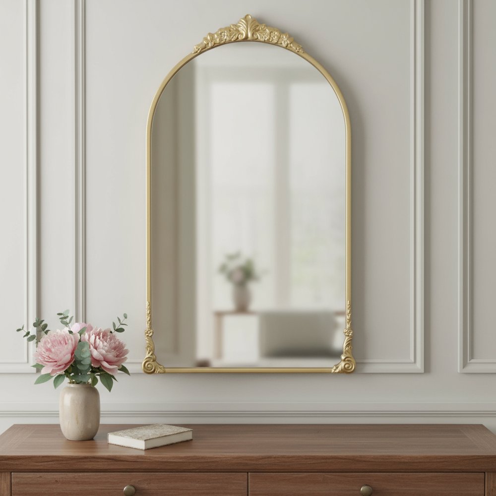 34" Gold Metal Arch Accent Mirror HomeRoots