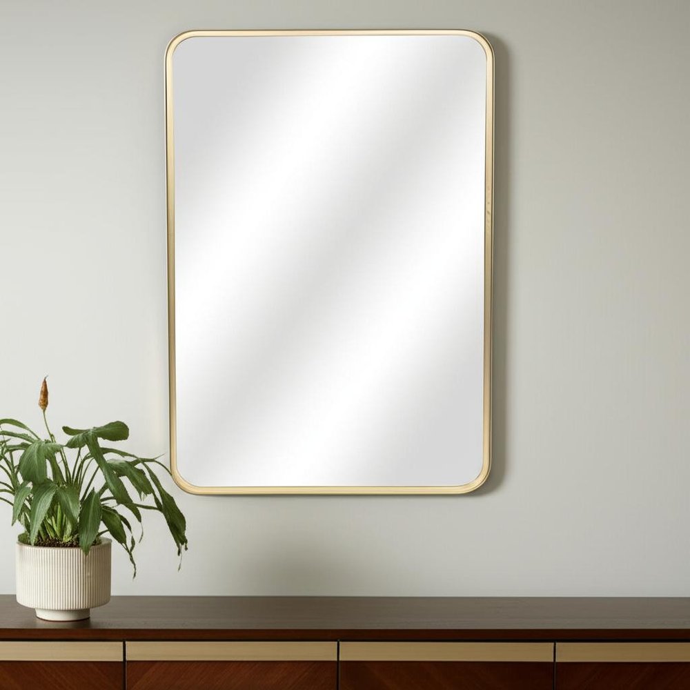 30" Gold Metal Accent Mirror HomeRoots