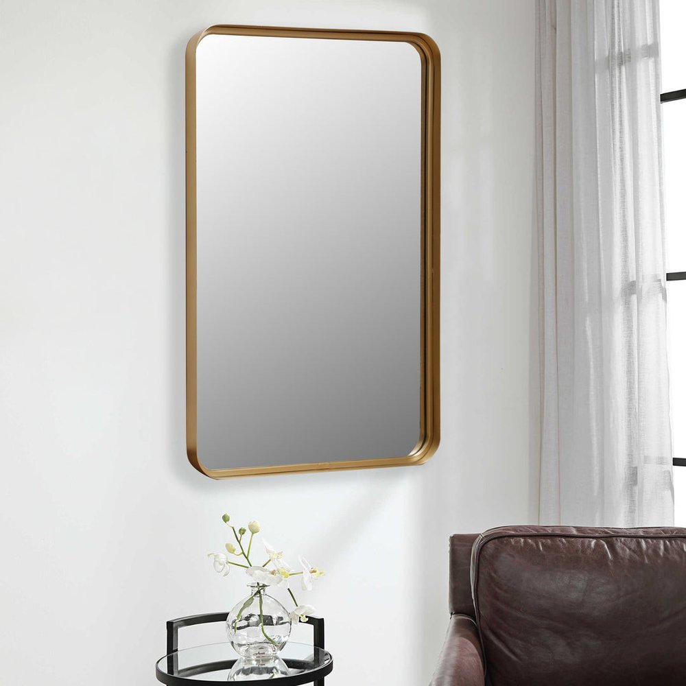 30" Gold Metal Accent Mirror HomeRoots