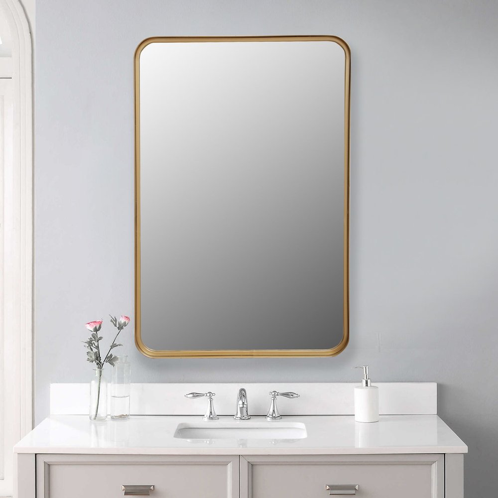 30" Gold Metal Accent Mirror HomeRoots
