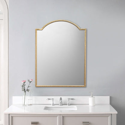 32" Gold Metal Beaded Arch Accent Mirror HomeRoots