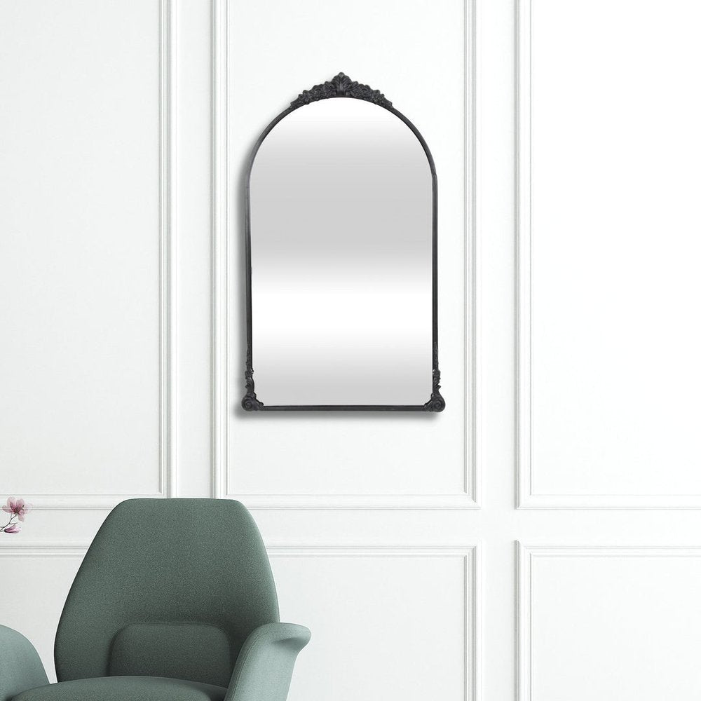 34" Black Metal Arch Accent Mirror — view 1