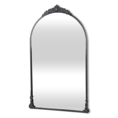 34" Black Metal Arch Accent Mirror
