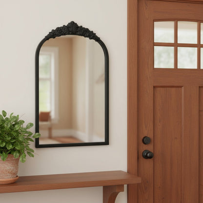 16" Black Metal Arch Accent Mirror HomeRoots