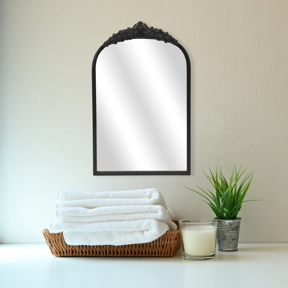 16" Black Metal Arch Accent Mirror HomeRoots