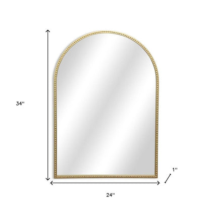 34" Gold Metal Beaded Arch Accent Mirror HomeRoots