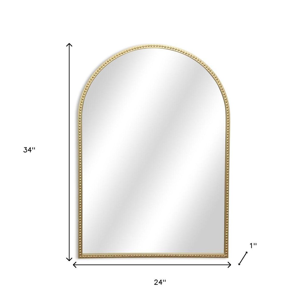 34" Gold Metal Beaded Arch Accent Mirror HomeRoots