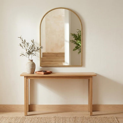 34" Gold Metal Beaded Arch Accent Mirror HomeRoots