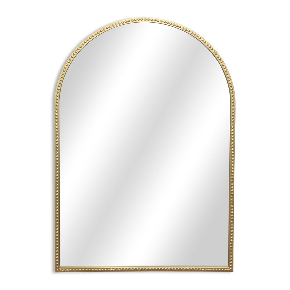 34" Gold Metal Beaded Arch Accent Mirror HomeRoots