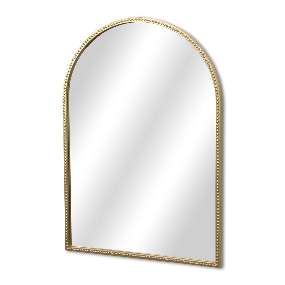 34" Gold Metal Beaded Arch Accent Mirror HomeRoots