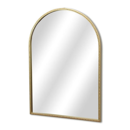 34" Gold Metal Beaded Arch Accent Mirror HomeRoots