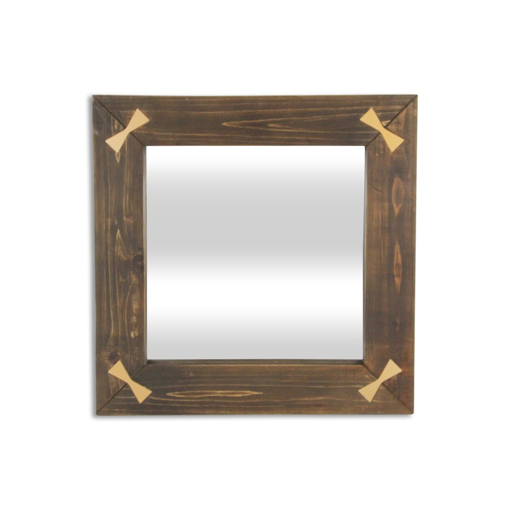 22" Brown Wood With Gold Bows Square Accent Mirror — view 11