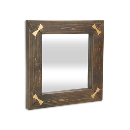 22" Brown Wood With Gold Bows Square Accent Mirror HomeRoots