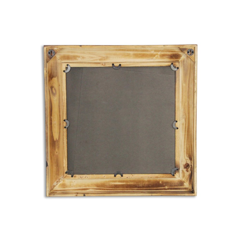 22" Brown Wood With Gold Bows Square Accent Mirror HomeRoots