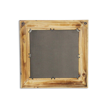 22" Brown Wood With Gold Bows Square Accent Mirror HomeRoots