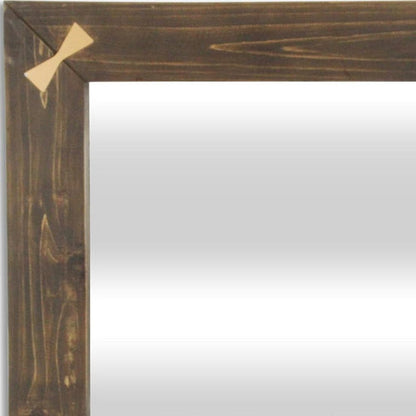22" Brown Wood With Gold Bows Square Accent Mirror HomeRoots