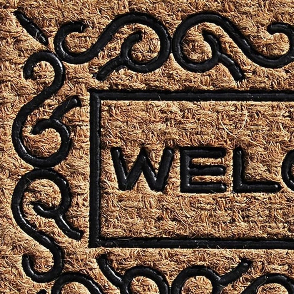 18" X 30" Natural And Black Coir Welcome Outdoor Door Mat — view 3
