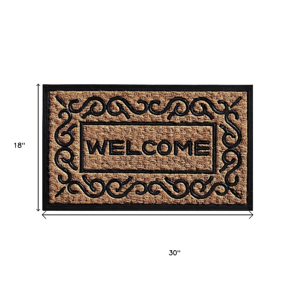 18" X 30" Natural And Black Coir Welcome Outdoor Door Mat — view 2
