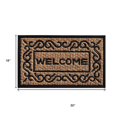 18" X 30" Natural And Black Coir Welcome Outdoor Door Mat