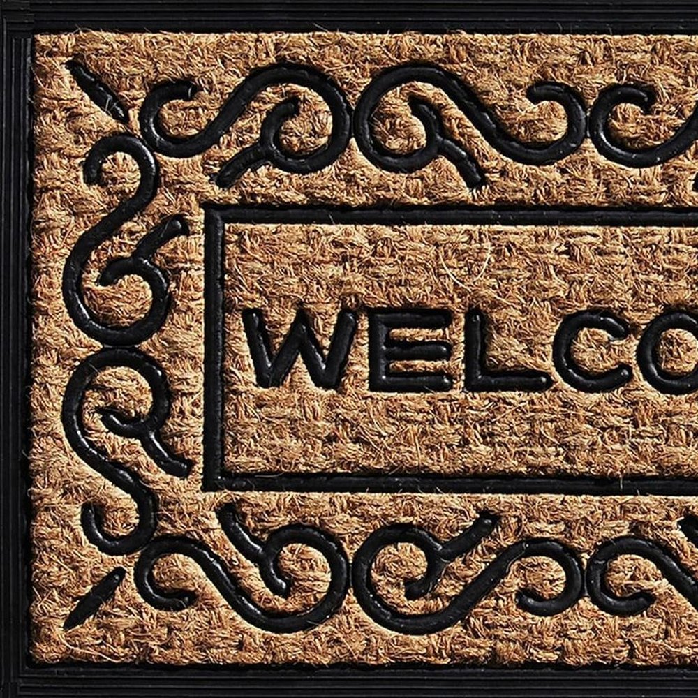 18" X 30" Natural And Black Coir Welcome Outdoor Door Mat — view 4