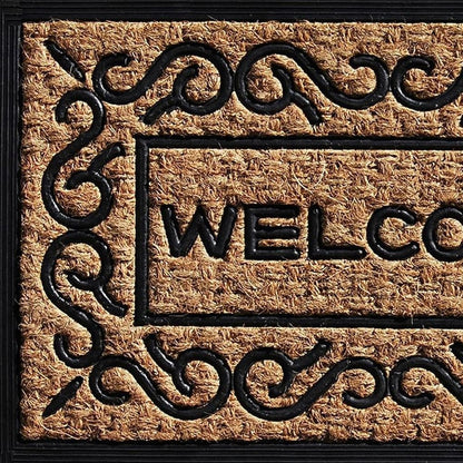 18" X 30" Natural And Black Coir Welcome Outdoor Door Mat
