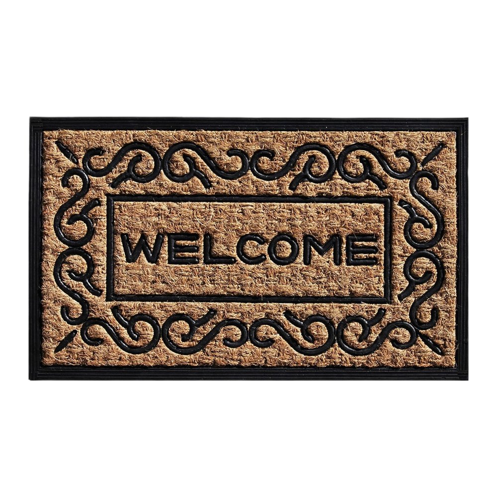 18" X 30" Natural And Black Coir Welcome Outdoor Door Mat — view 5