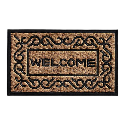 18" X 30" Natural And Black Coir Welcome Outdoor Door Mat